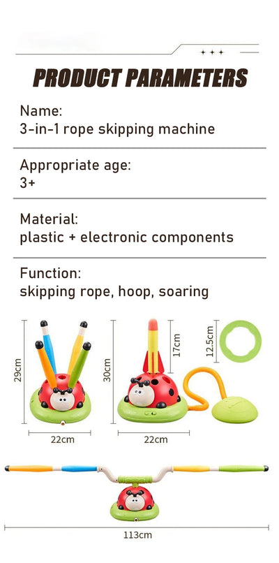 Upgrade Ladybug sporting toys Baseball 2/3/4/5-In-1 Sports Skipping Rope Machine Ferrule Jumping Toy Children Outdoor Play Games - Smarsty