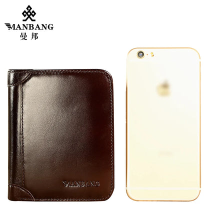 ManBang Classic Style Wallet Genuine Leather Men Wallets Short Male Purse Card Holder Wallet Men Fashion High Quality - Smarsty