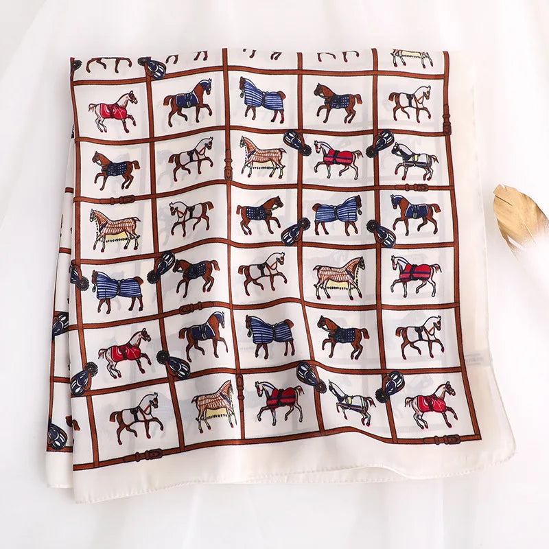 Luxury Silk Satin Headscarf for Women with Plaid Print - Smarsty