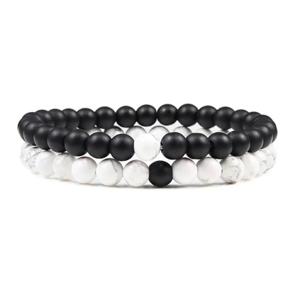 Couples Distance Lava Stone Yoga Bracelets Set - Smarsty