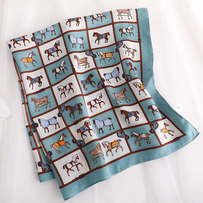 Luxury Silk Satin Headscarf for Women with Plaid Print - Smarsty