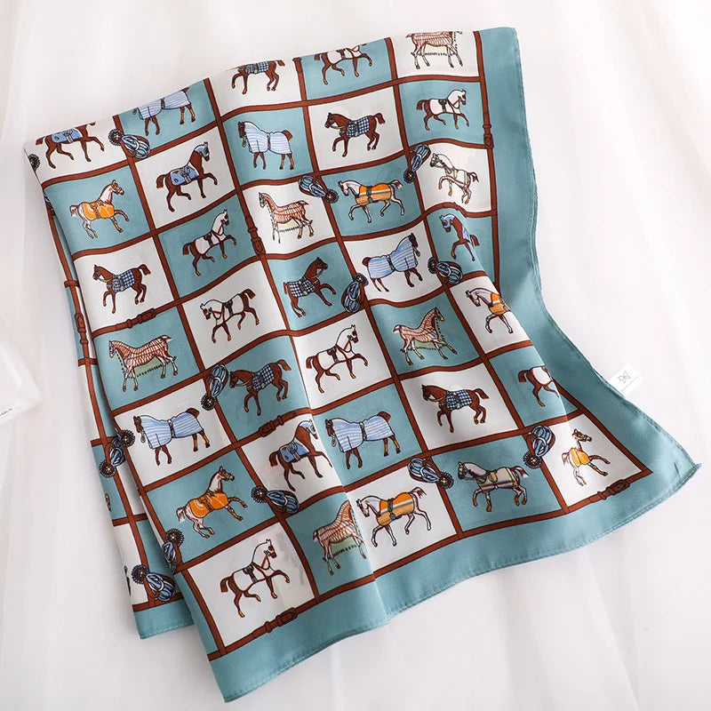 Luxury Silk Satin Headscarf for Women with Plaid Print - Smarsty
