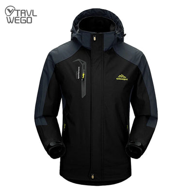TRVLWEGO Camping Hiking Jacket Men Autumn Outdoor Sports Coats Climbing Trekking Windbreaker Travel Waterproof Jackets Black by Smarsty