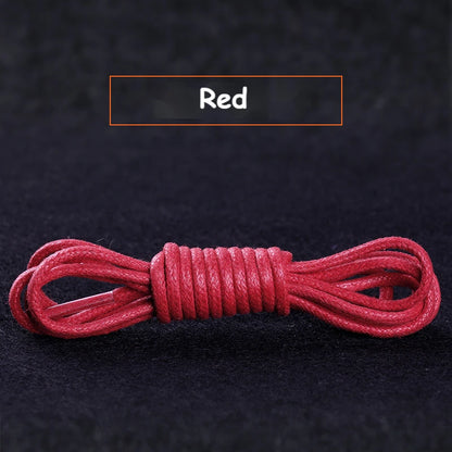 1Pair Cotton Waxed Shoelaces Round Oxford Shoe laces Boots Laces Waterproof Leather Shoelace Length 60/80/100/120/140/180cm - Smarsty