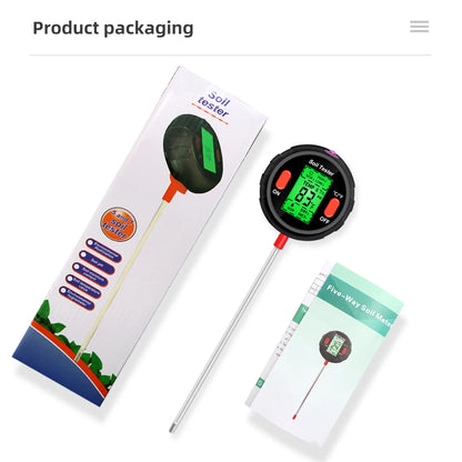5 in 1 Soil Tester with Digital Readings for Garden Care - Smarsty