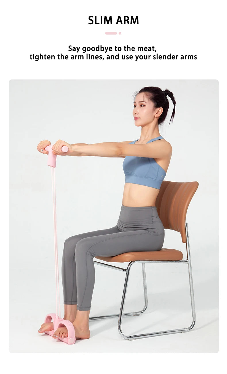 Multifunction Tension Rope 6-Tube Elastic Yoga Pedal Puller Resistance Band Tension Rope for Leg Stretching Slimming Training