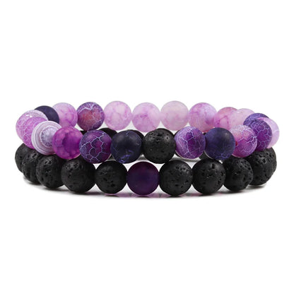 Couples Distance Lava Stone Yoga Bracelets Set - Smarsty