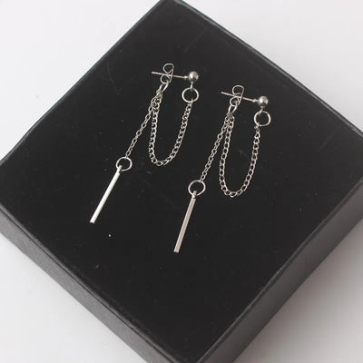 Trendy Silver Dangle Earrings with Korean Tassel Design for Women - Smarsty
