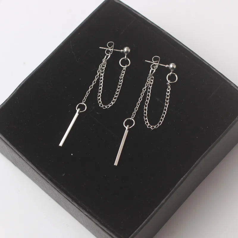 Trendy Silver Dangle Earrings with Korean Tassel Design for Women - Smarsty