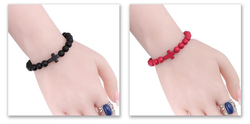 Fashion Jesus Cross Natural Stone Bracelets for Yoga - Smarsty