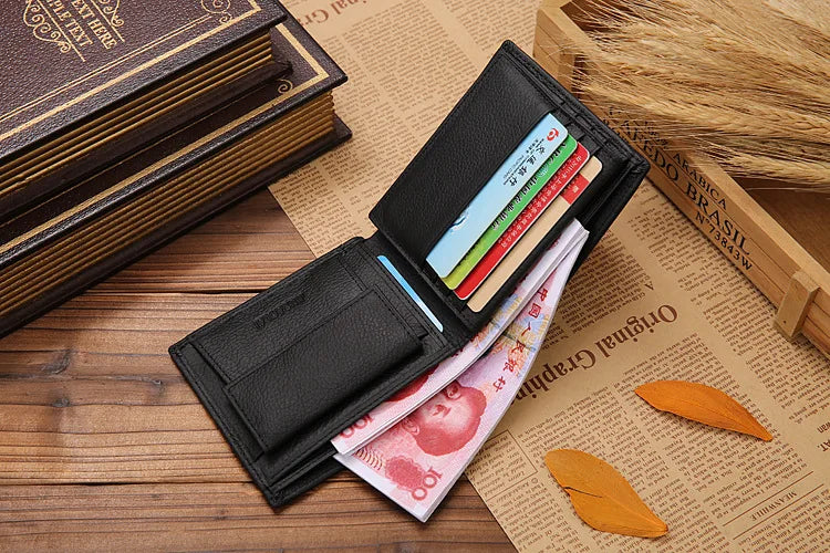 Classic Short Genuine Leather Men Wallets Fashion Coin Pocket Card Holder Men Purse Simple Quality Male Wallets - Smarsty