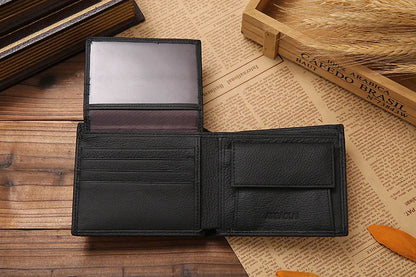 Classic Short Genuine Leather Men Wallets Fashion Coin Pocket Card Holder Men Purse Simple Quality Male Wallets - Smarsty
