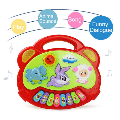 Kids Cartoon Piano Keyboard Game with Animal Sounds Flashing Light Music Baby Instrument Music Toys Educational Toys Kids Gifts by Smarsty