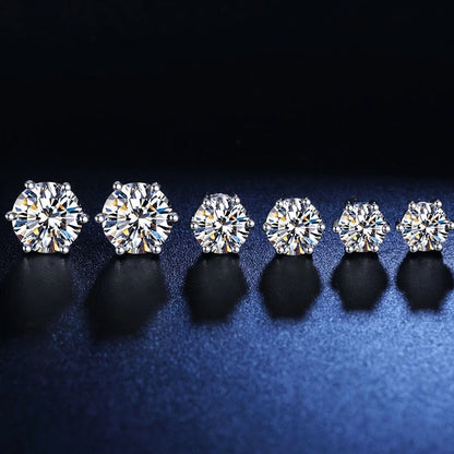 Sterling Silver Moissanite Stud Earrings Certified D - Smarsty