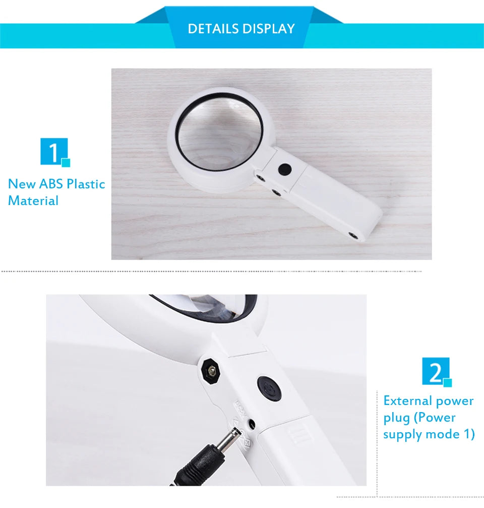 Portable Handheld Magnifying Glass with LED Light - Smarsty