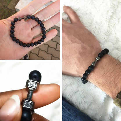 Natural Stone Dumbbell Bead Bracelet for Energy and Style - Smarsty