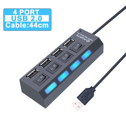 USB Hub 3.0 With Power Switch 7 Port Expansion Pro