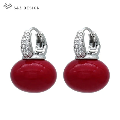 Fashion Pearl Dangle Earrings for Women with Cubic Zirconia - Smarsty