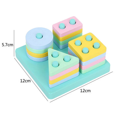 Montessori Toy Wooden Building Blocks Early Learning Educational Toys Color Shape Match Kids Puzzle Toys For Children Boys Girls - Smarsty