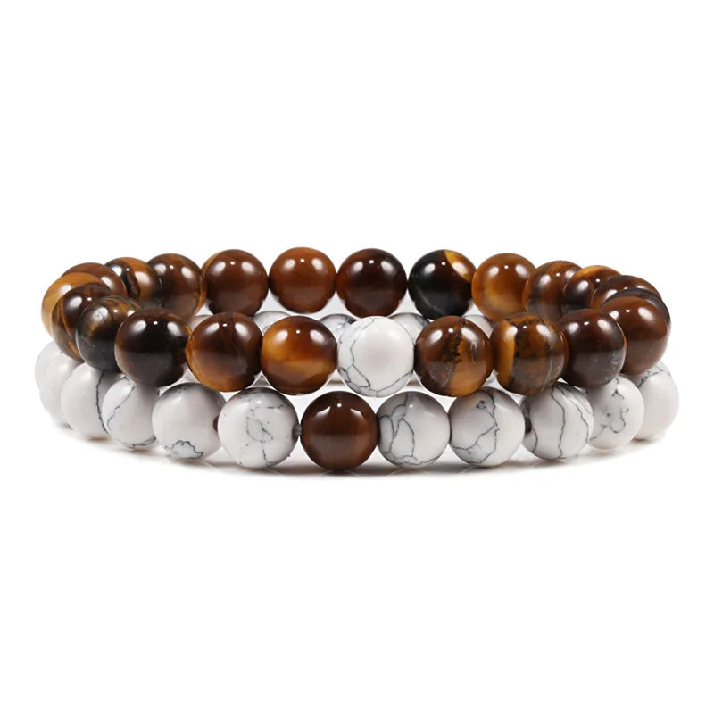 Couples Distance Lava Stone Yoga Bracelets Set - Smarsty