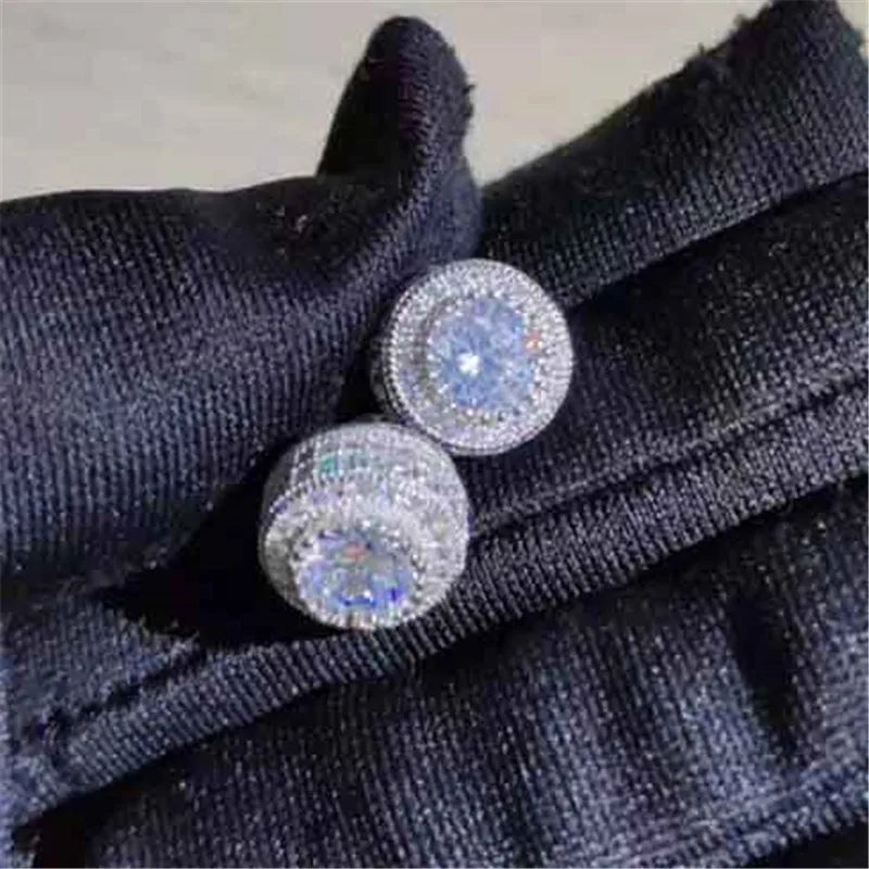 Austrian Crystal Stud Earrings White Gold Sparkle Bridal - Smarsty
