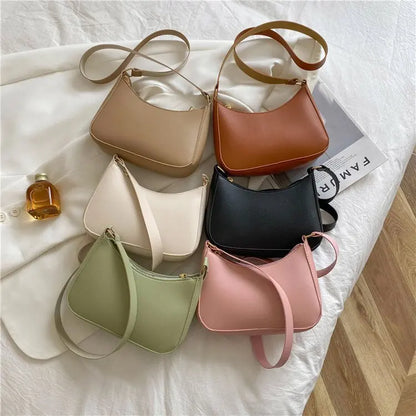 Retro PU Leather Shoulder Bag For Women Hobo Style Classic - Smarsty