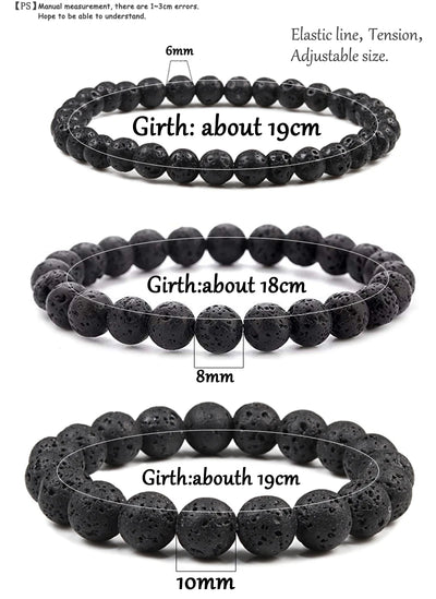 Natural Stone Bead Bracelet with Volcanic Lava - Smarsty
