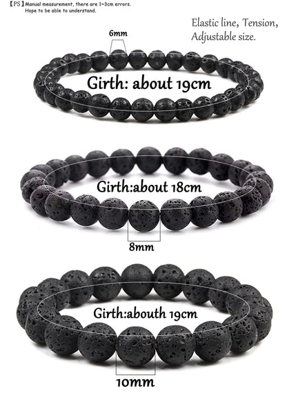 Natural Stone Bead Bracelet with Volcanic Lava - Smarsty