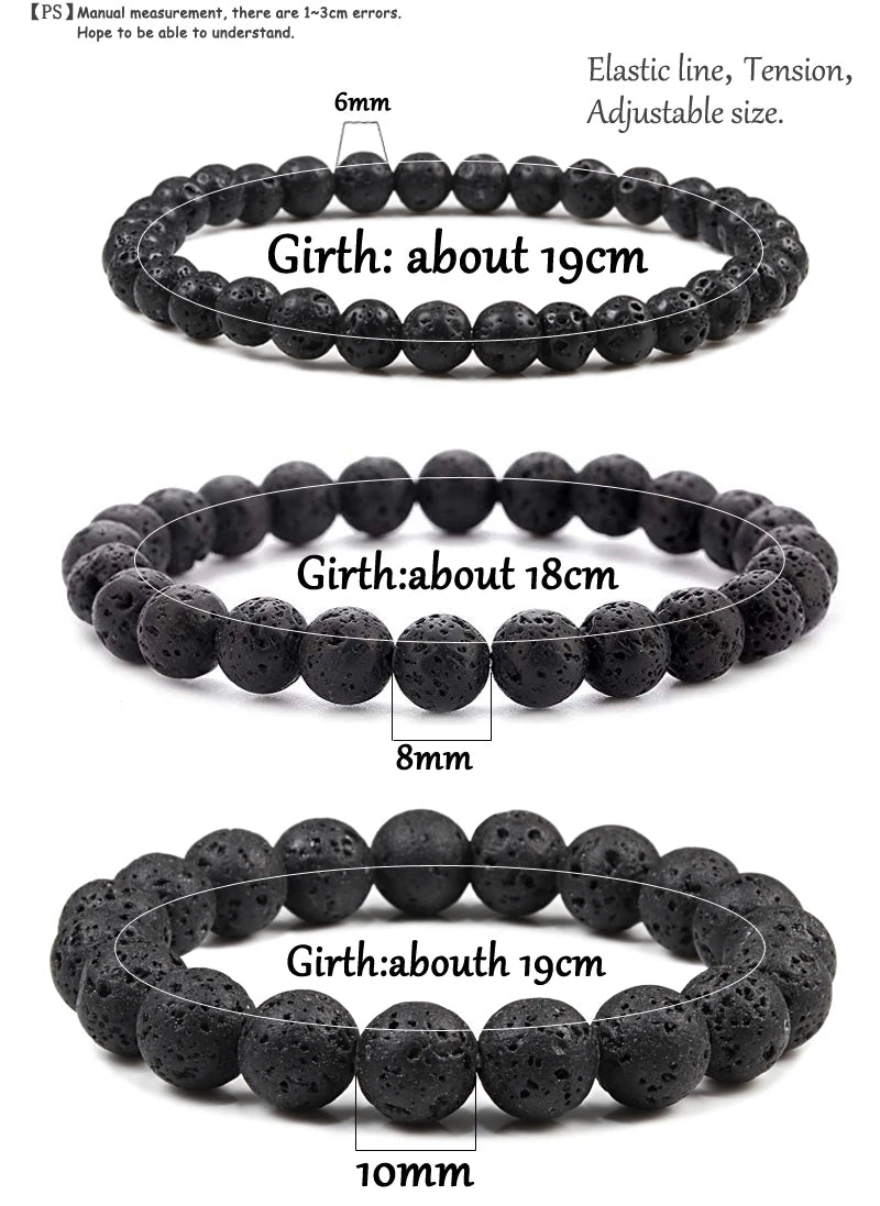 Natural Stone Bead Bracelet with Volcanic Lava - Smarsty