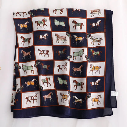 Luxury Silk Satin Headscarf for Women with Plaid Print - Smarsty