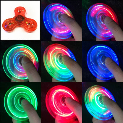 Crystal Luminous LED light Fidget Spinner Hand Top Spinners Glow in Dark EDC Stress Relief Toys Kinetic Gyroscope for Children by Smarsty