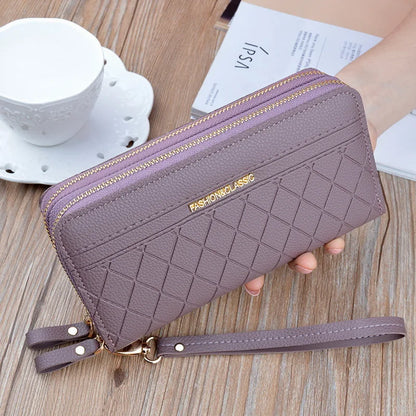 Long Women's Wallet Female Purses Tassel Coin Purse Card Holder Wallets Double Zipper Pu Leather Clutch Luxury Money Phone Bag - Smarsty