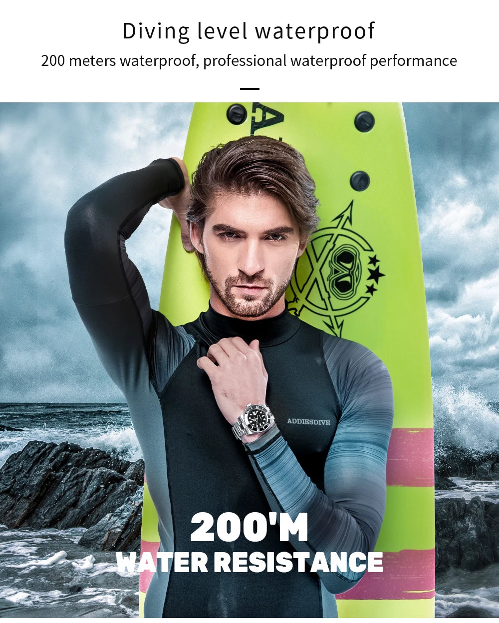 Addiesdive Waterproof Stainless Steel Men's Quartz Watch - Smarsty