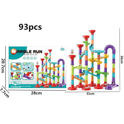 Marble Run Race Track Building Blocks Kids 3D Maze Ball Roll Toy DIY Marble Run Race Coaster Set 80/105/109/133pc Christmas Gift - Smarsty