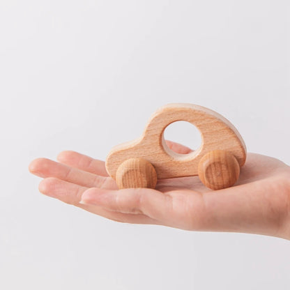 Wooden Baby Car Toys Beech Wooden Dinosaur Cartoon Car Teether Educational Montessori Toys For Children Teething Baby Toys