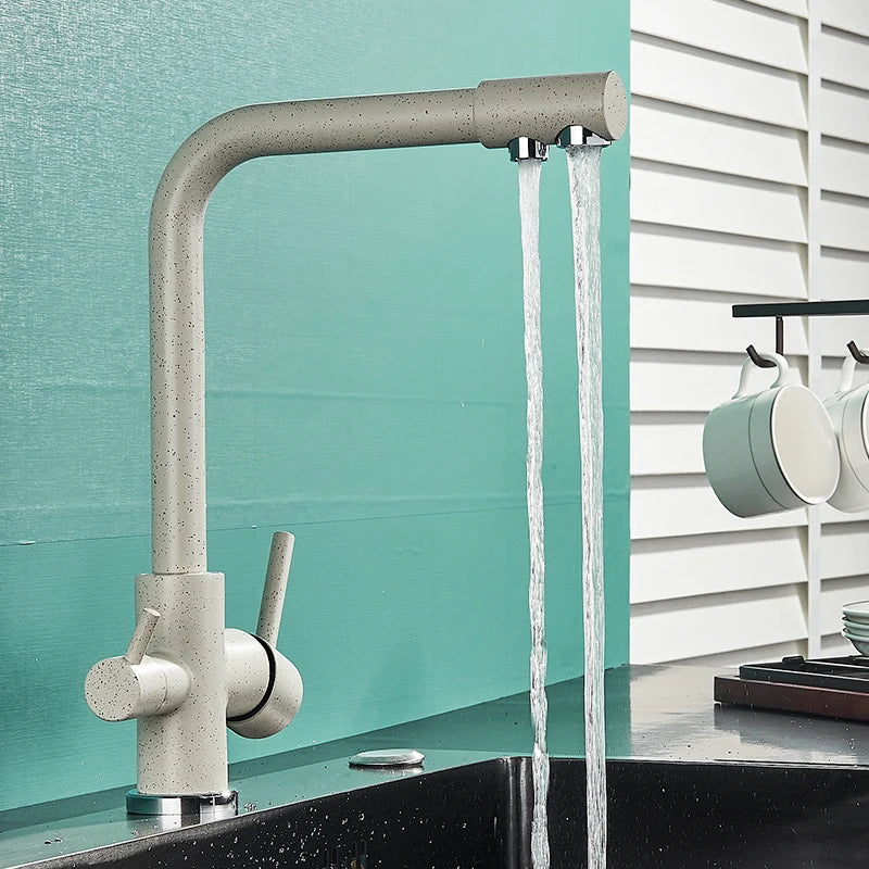 Black Grey Water Filter Kitchen Faucet with 360 Degree Rotation - Smarsty