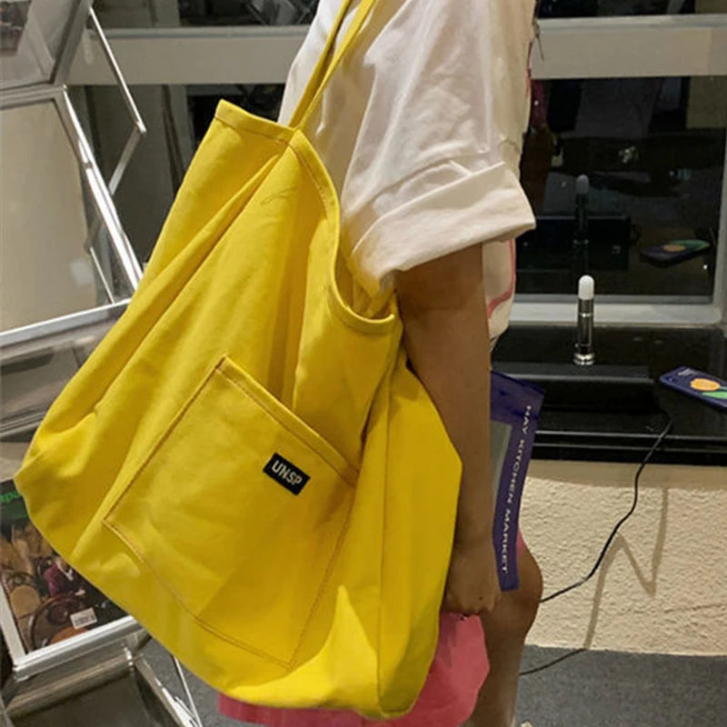 Canvas Reusable Shopping Bag For Women Portable Tote - Smarsty