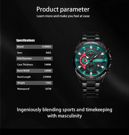 Curren Stainless Steel Men's Watch with Luminous Dial - Smarsty