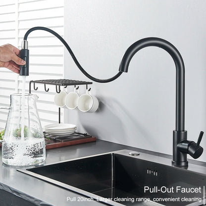 Pull Out Sensor Black Kitchen Faucet With Touch Control - Smarsty