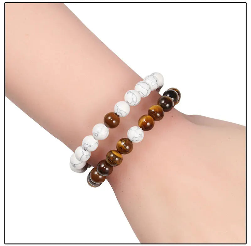 Couples Distance Lava Stone Yoga Bracelets Set - Smarsty