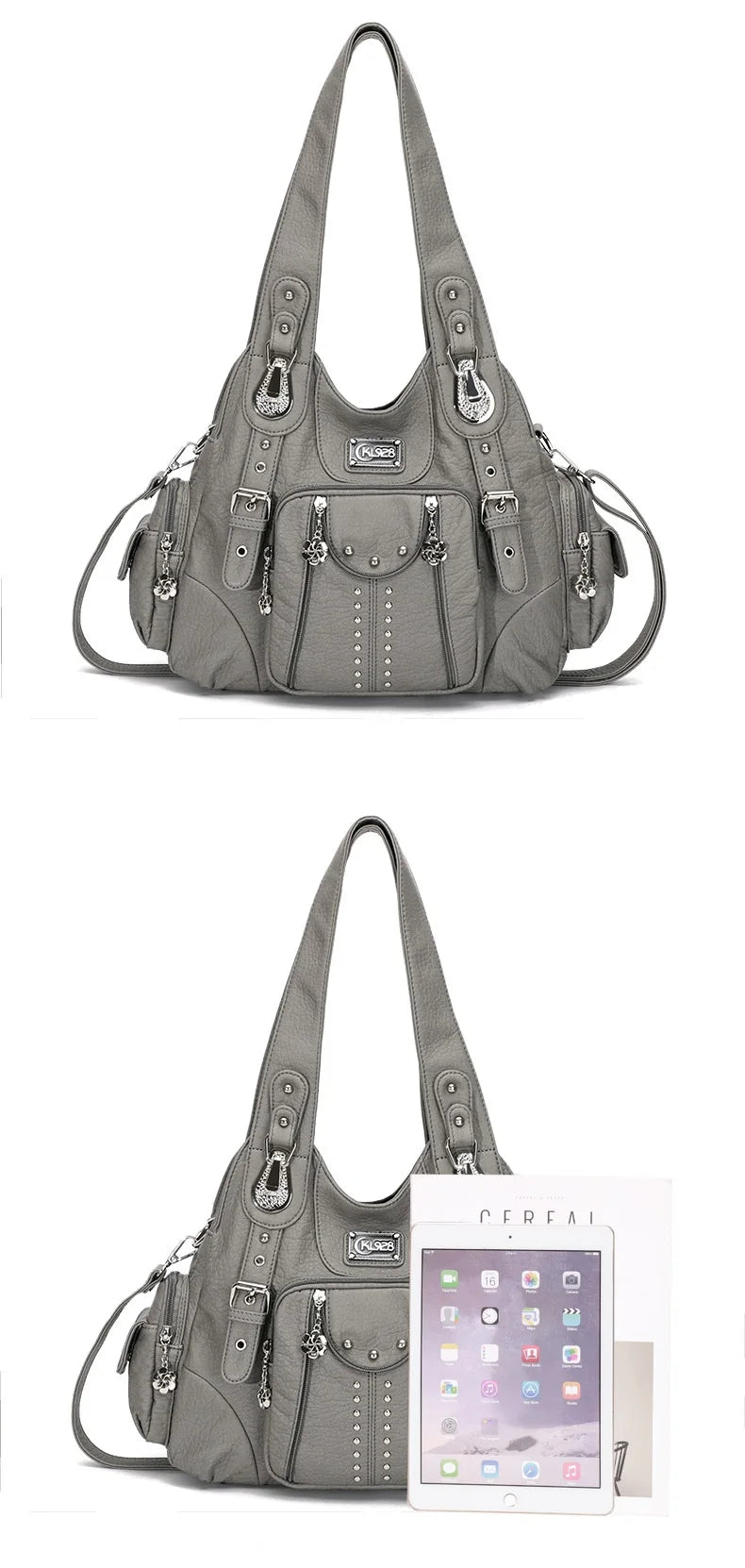 Angelkiss PU Leather Women Shoulder Bag Zipper Closure - Smarsty
