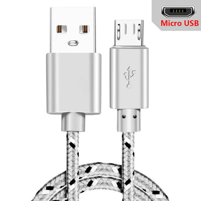 Micro USB Cable 1m/2m/3m Data Sync USB Charger Cable For Samsung Huawei Xiaomi HTC Android Phone Nylon Braided Microusb Cables - Smarsty