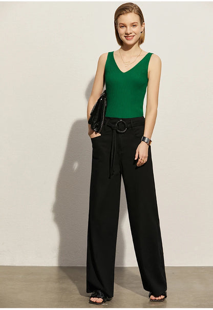 Amii Minimalism Summer New Women's Camisole Tops Office Lady Solid V-neck Sexy Slim Vest Girls Tank Streetwear Tops 12321058