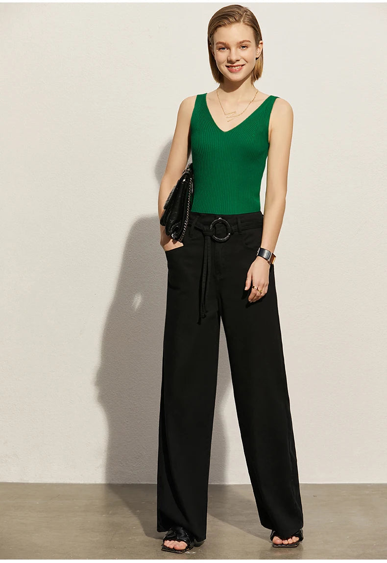 Amii Minimalism Summer New Women's Camisole Tops Office Lady Solid V-neck Sexy Slim Vest Girls Tank Streetwear Tops 12321058