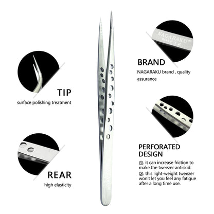 NAGARAKU Stainless Steel Eyelash Extension Tweezers for Precision Application - Smarsty