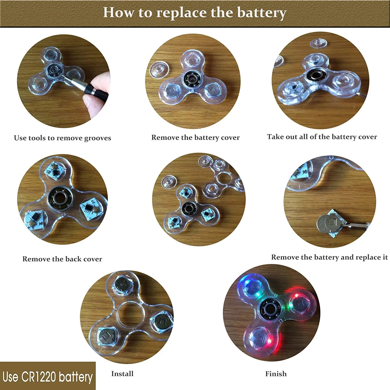 Crystal Luminous LED light Fidget Spinner Hand Top Spinners Glow in Dark EDC Stress Relief Toys Kinetic Gyroscope for Children by Smarsty