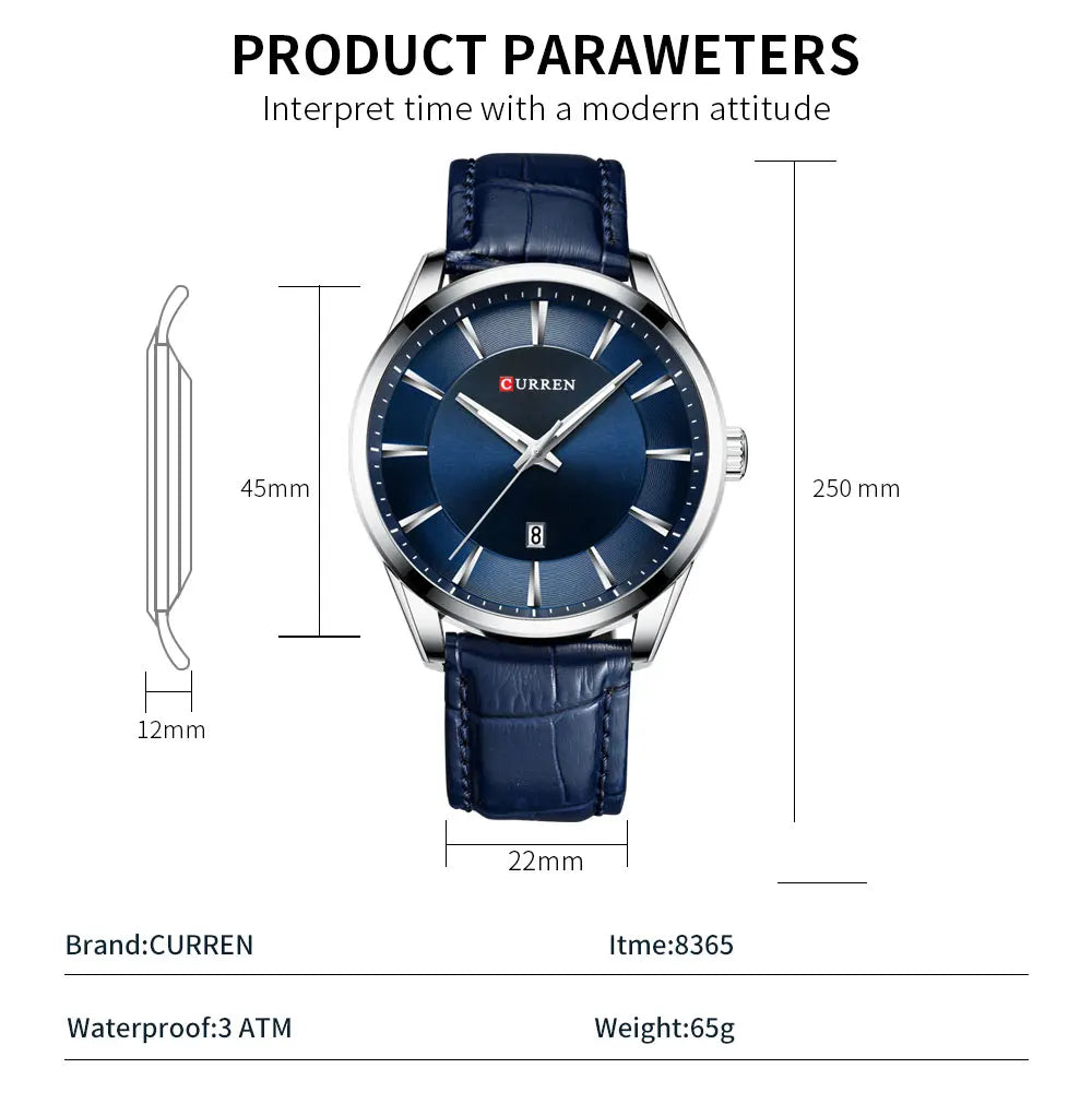 CURREN Luxury Quartz Watch for Men with Leather Strap - Smarsty