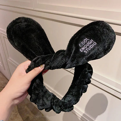 Soft Coral Fleece Bow Headband Warm Hair Holder Turban - Smarsty