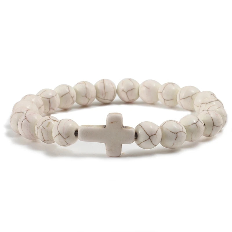 Fashion Jesus Cross Natural Stone Bracelets for Yoga - Smarsty