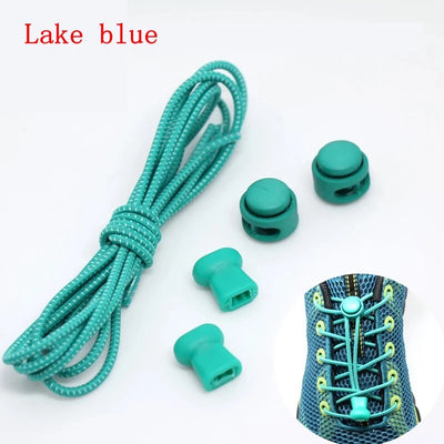 1 Pair 22 Colors Elastic Shoelaces Round Locking No Tie Shoe Laces Kids Adult Quick Lazy Laces Rubber Sneakers Shoelace T1 - Smarsty
